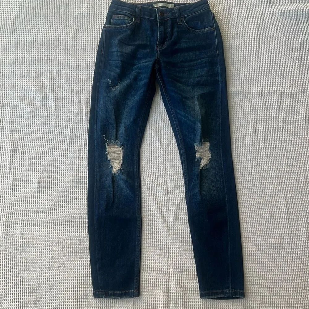 Topshop Motto Lucas Skinny Distressed Ripped Women's Jeans size 25
